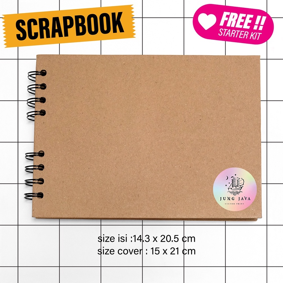 

Jung Java hardcover scrapbook album foto buku gambar buku tulis notebook A5 143x25cm isi Free starter kit KODE D8W7