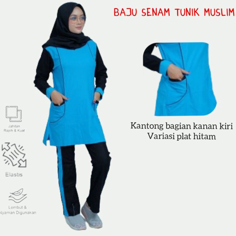 TREN TERBARU Setelan Baju Senam Wanita Muslim  Baju Senam Olahraga Syari Tunik Kekinian