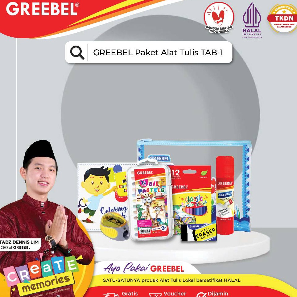 

GREEBEL Paket Alat Tulis TAB1 StationaryStationery Set alat tulis ATK krayon pensil warna pen penghapus anak KODE I1K7
