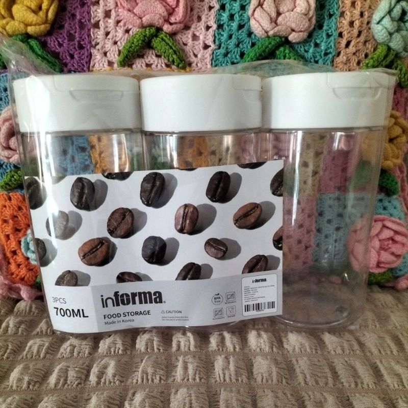 Informa Toples set 3pcs Dua Bukaan Wadah Makanan Snack Kopi Teh Food Storage