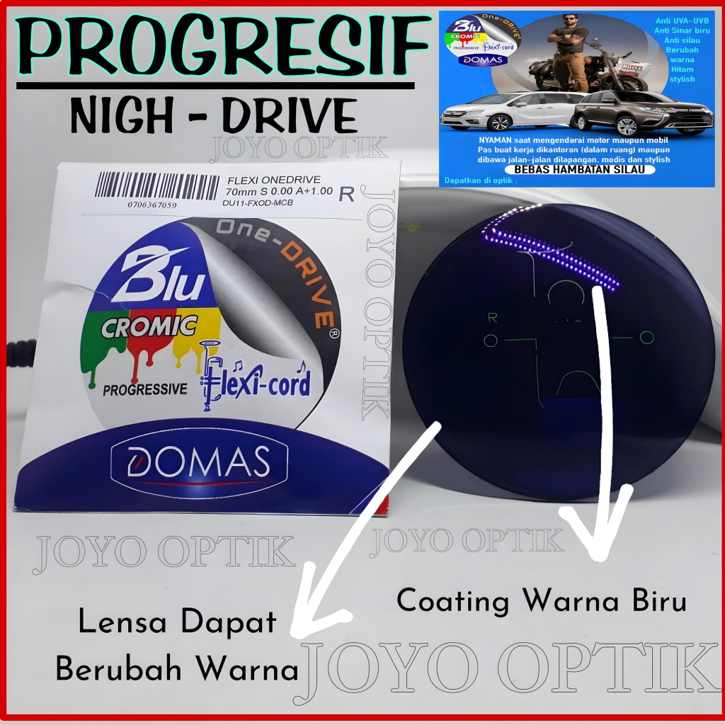 LENSA KACAMATA PROGRESIF ONE DRIVE BLUERAY by DOMAS