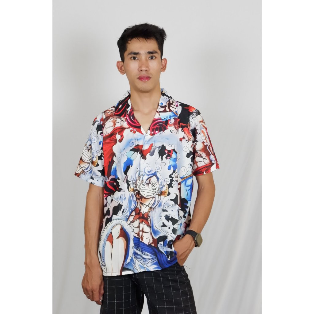 KEMEJA WARSA - ANIME PRINTING ONE PIECE MONKEY D LUFFY GEAR 5 CUSTOM DEWASA