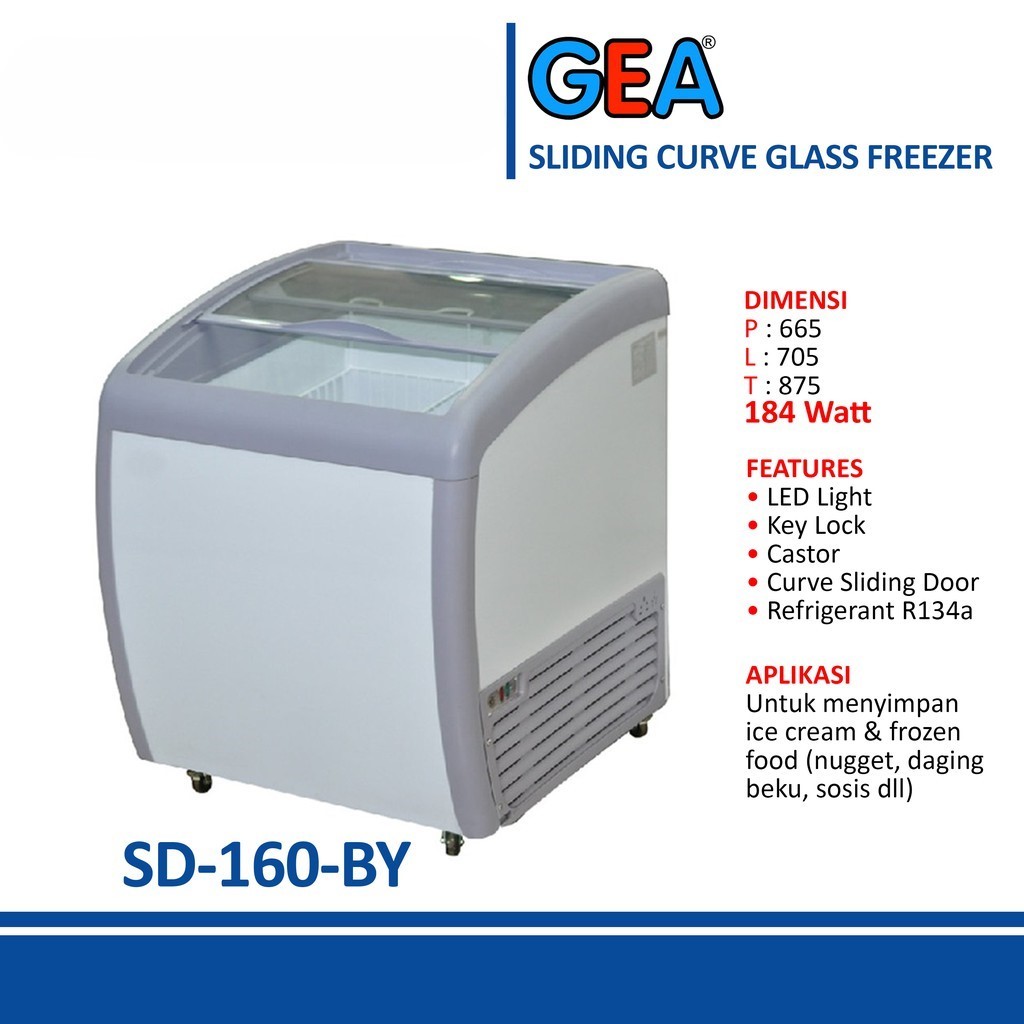 GEA SD160BY Sliding Curve Glass Freezer/Freezer Sliding GEA SD 160BY