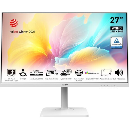 MSI MODERN MD272QXPW WHITE 27 inch 2K WQHD IPS 100Hz 1ms HOME OFFICE GAMING MONITOR MSI MD272QPXPW