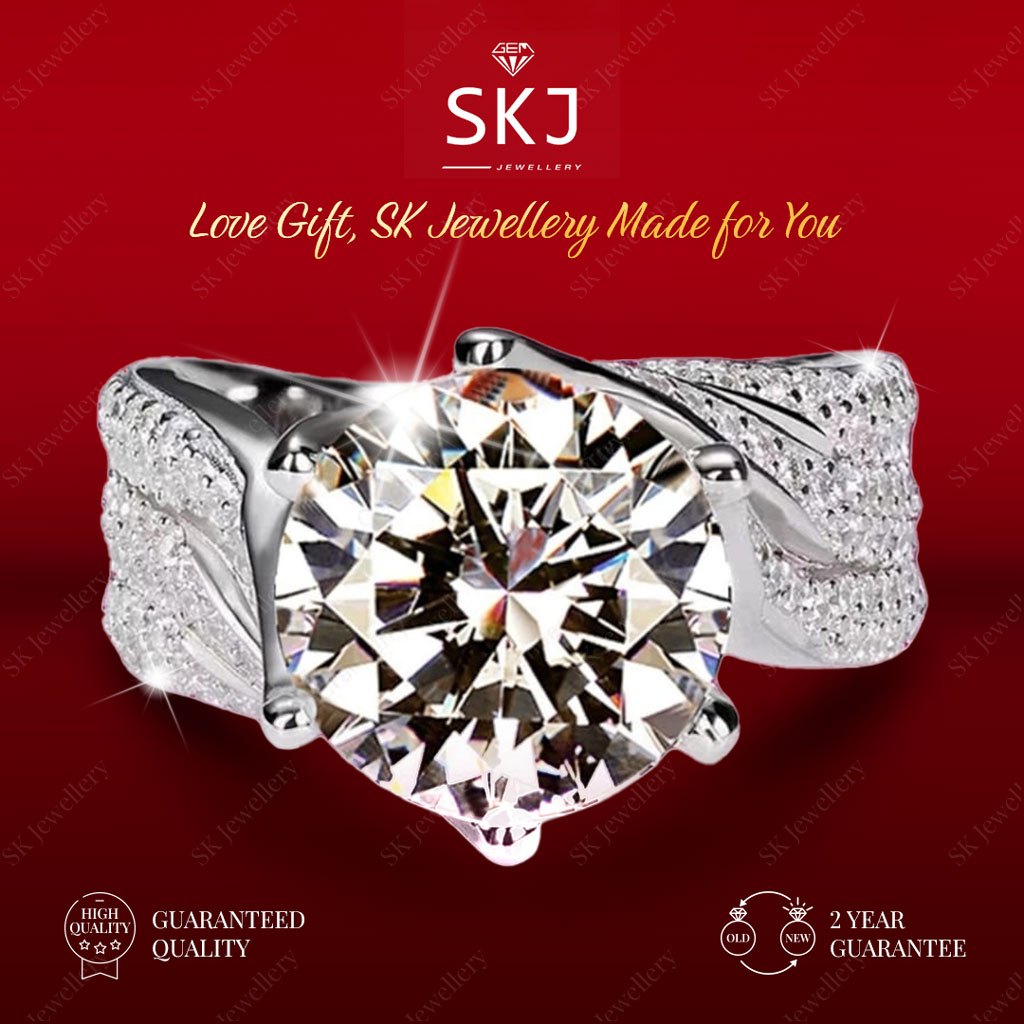 SK Jewellery - Garansi 2 Tahun  -  Cincin  Couple  pasangan Wanita  Fashion 1 Carat Lapis Emas  18K 