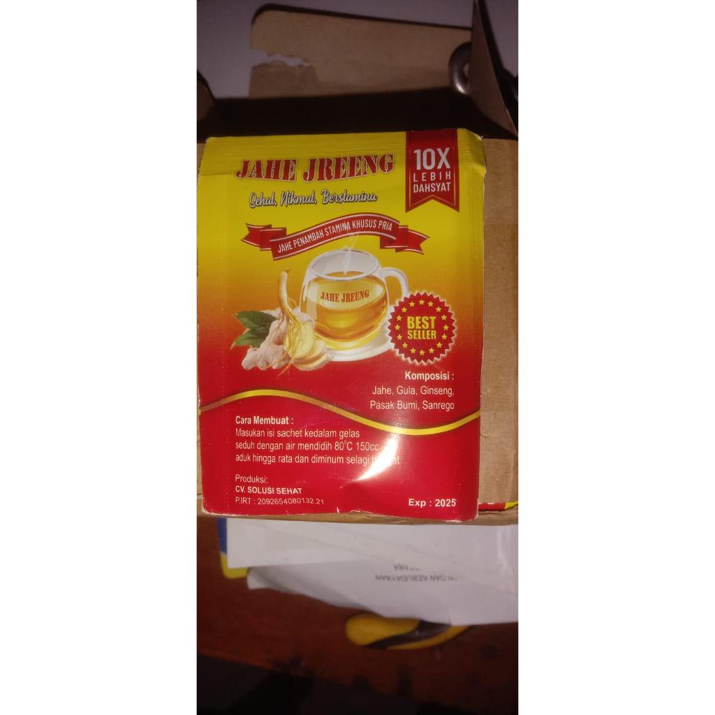 

KEMASAN BARU Jahe Jreeng / Jahe Jreng / Jahe kuat harga per box atau 10 sachet Serbuk Minuman Hangat