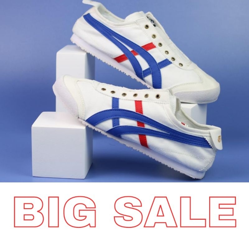 Sepatu Onitsuka Tiger Slip On White Blue Red