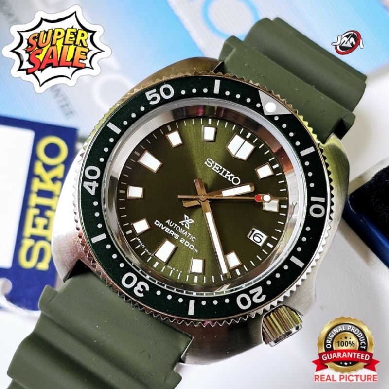 Seiko Turtle Captain Willard Strap Rubber Green Jam Tangan Pria Automatic Original Free Box Ori