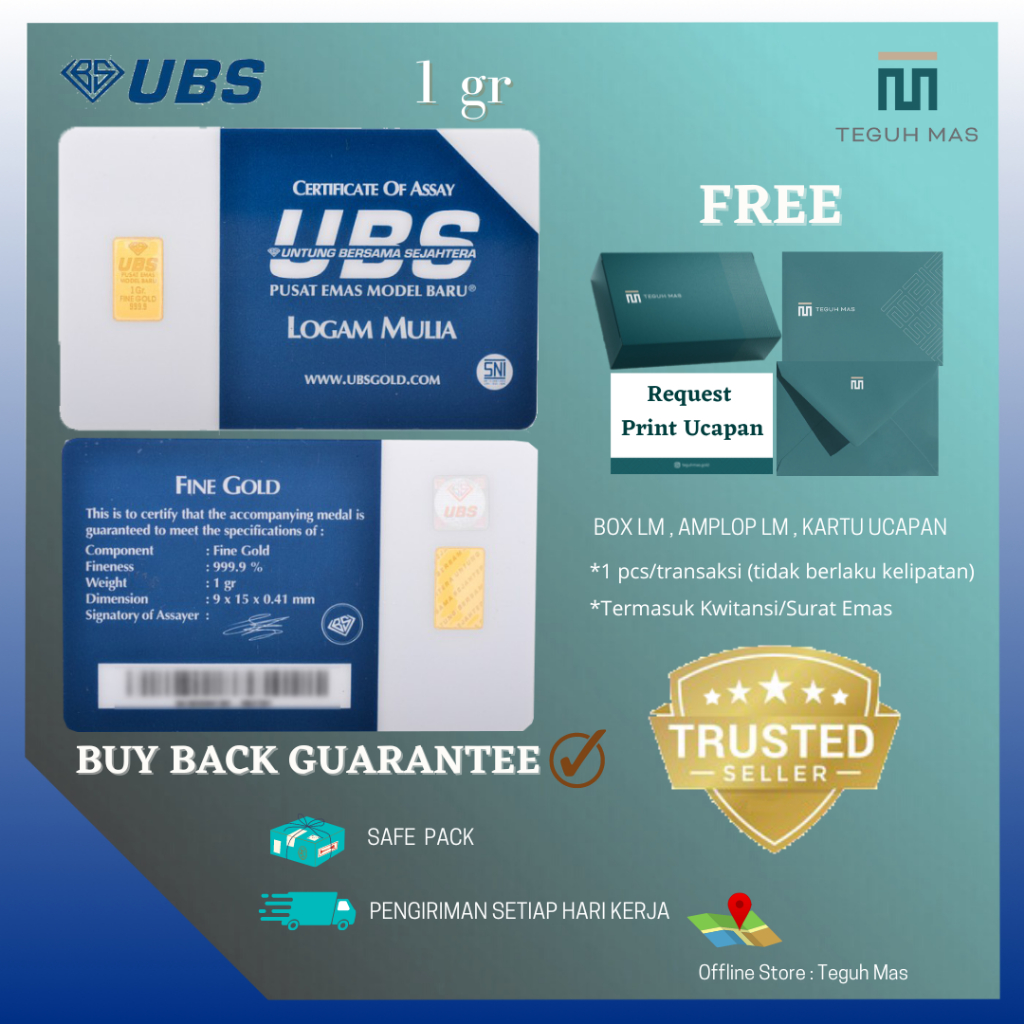 EMAS LOGAM MULIA UBS 1 gr LM 999.9 TEGUH MAS