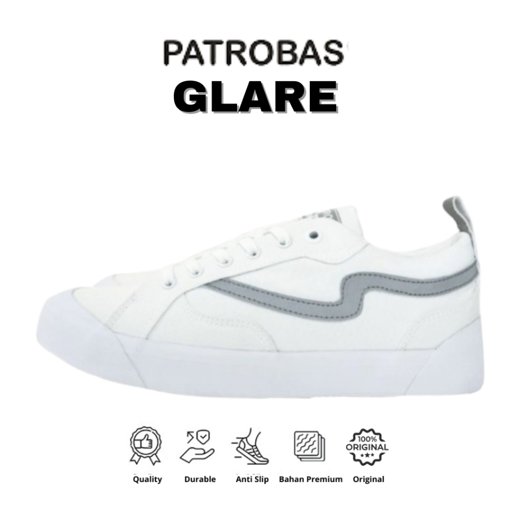 Sepatu Casual Patrobas Glare White Original Sepatu Sneakers Pria Wanita Cewek Cowok