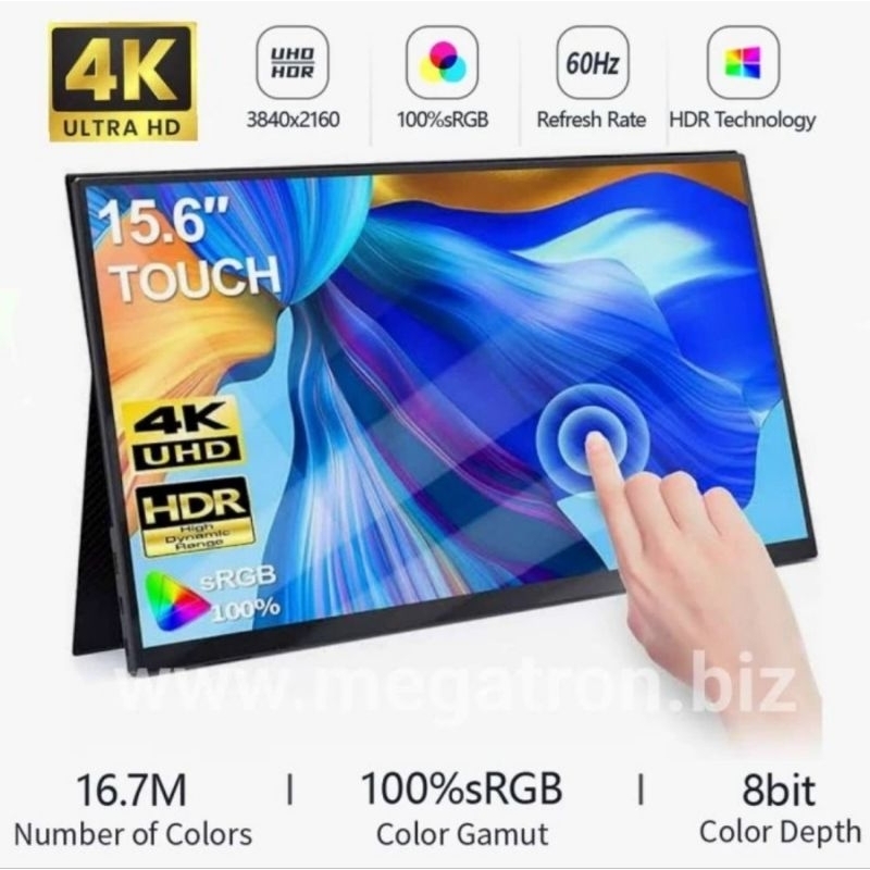 4K Portable LED Touchscreen Monitor 15.6" (input: USB type-C & HDMI)