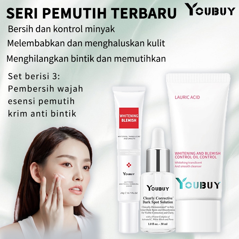 YOUBUY PAKET 3 in 1 whitening cream blemish丨 pembersih wajah facial cleanser丨Whitening serum origina