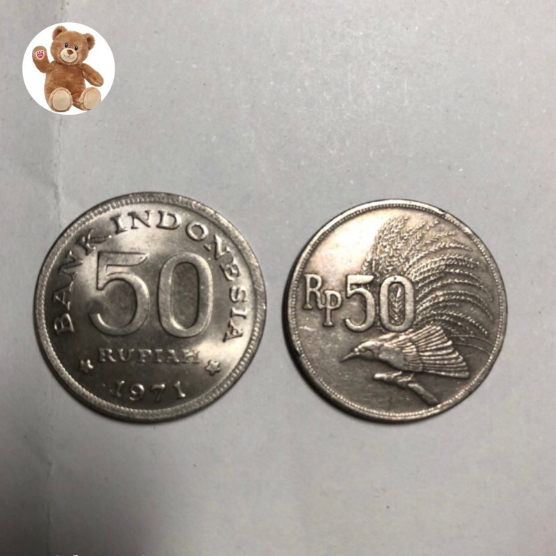 Uang Logam Kuno ASLI 50 Rupiah Tahun 1971.