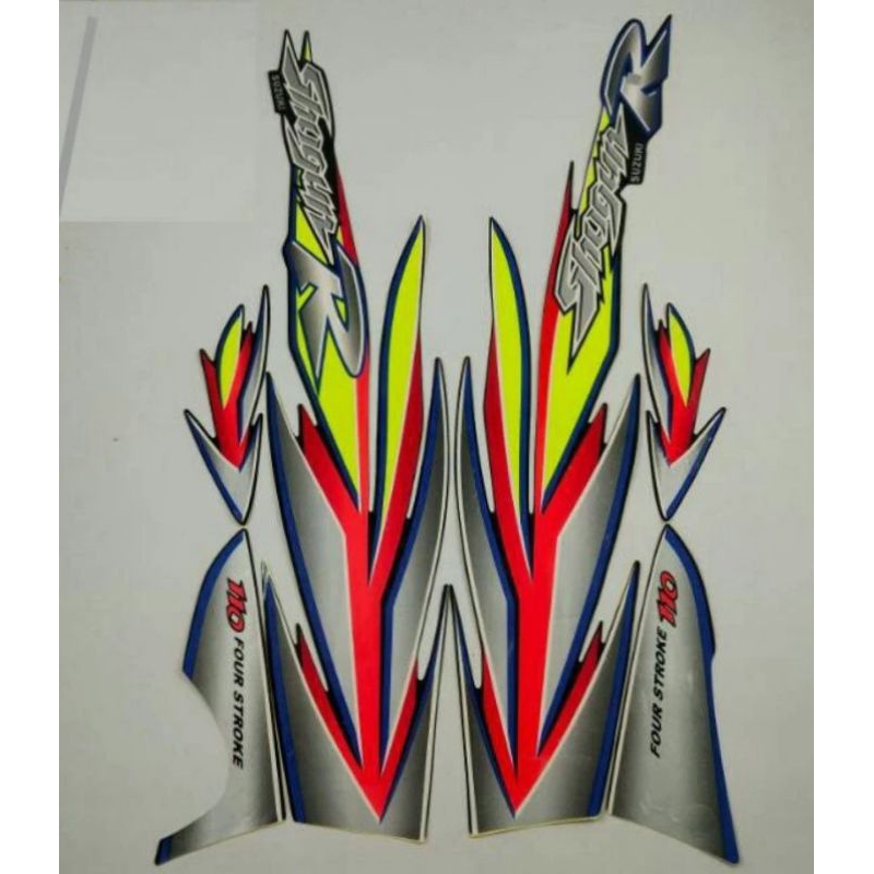 Striping shogun 110r 2003sticker lis bodi motor suzuki shogun new 110r 2003 list oren stabilo brkual