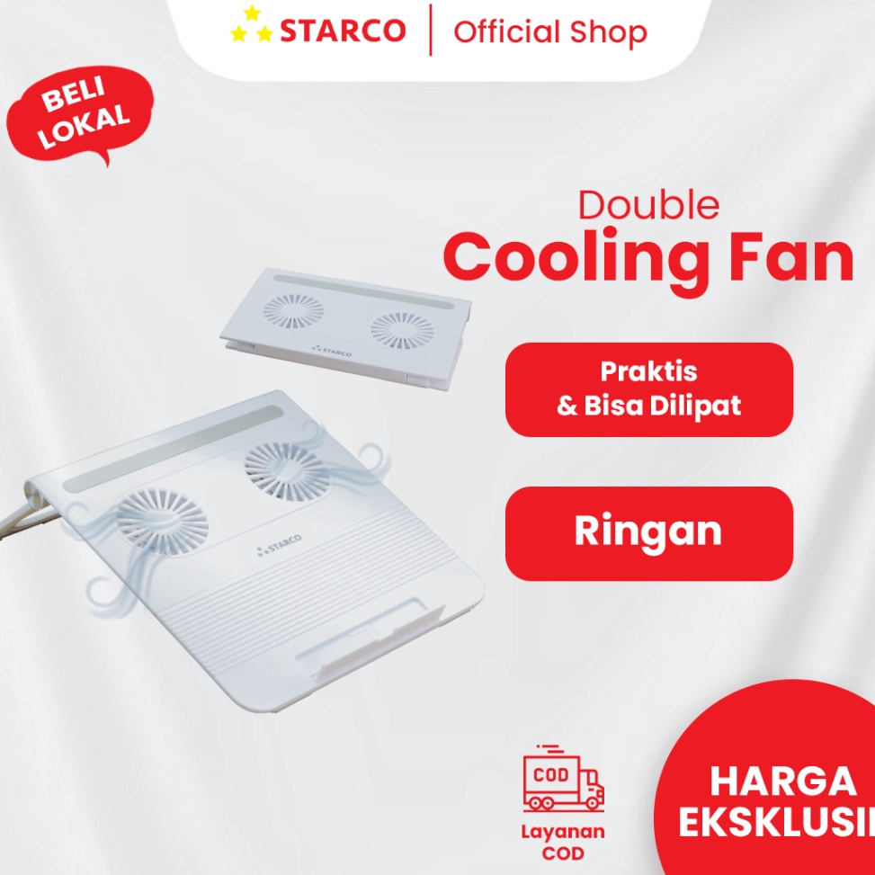Telah Hadir Starco 2 in 1 Foldable Laptop Stand Double Cooling Fan Meja Laptop