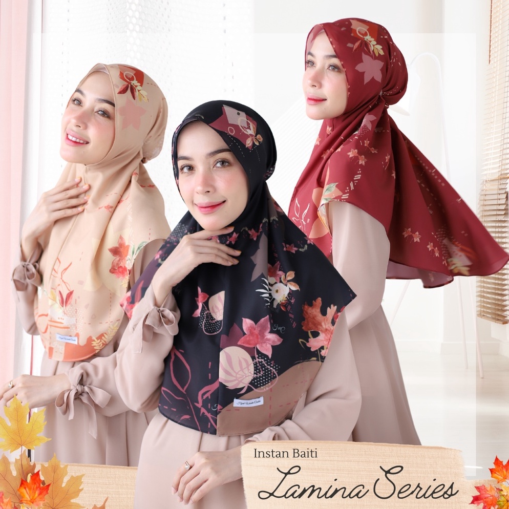 Paling Diminati Hijabwanitacantik  Instan Baiti Lamina Series  Hijab Instan Bergo  Jilbab Instan Motif Printing Premium