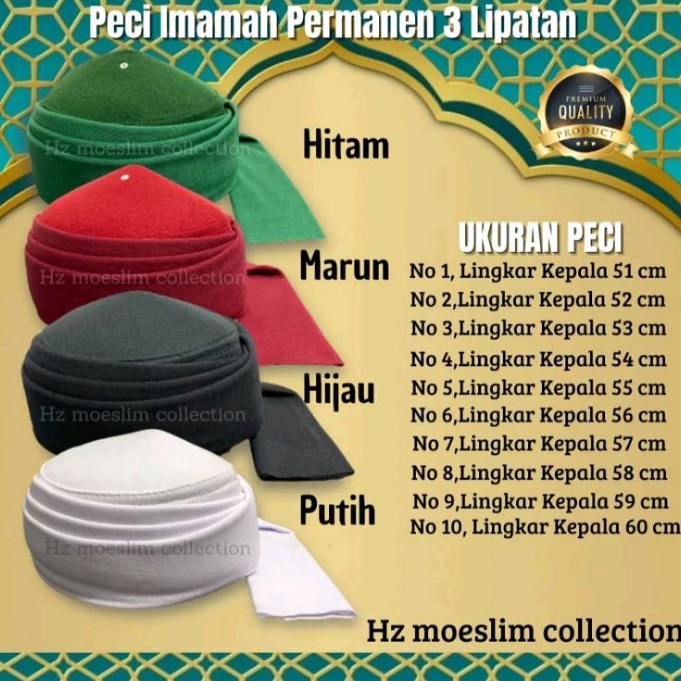 Rekomendasi Peci Imamah Permanen Bisa Untuk Anak Anak Dan Dewasa 3 Lipatan Instan Langsung Pakai BES