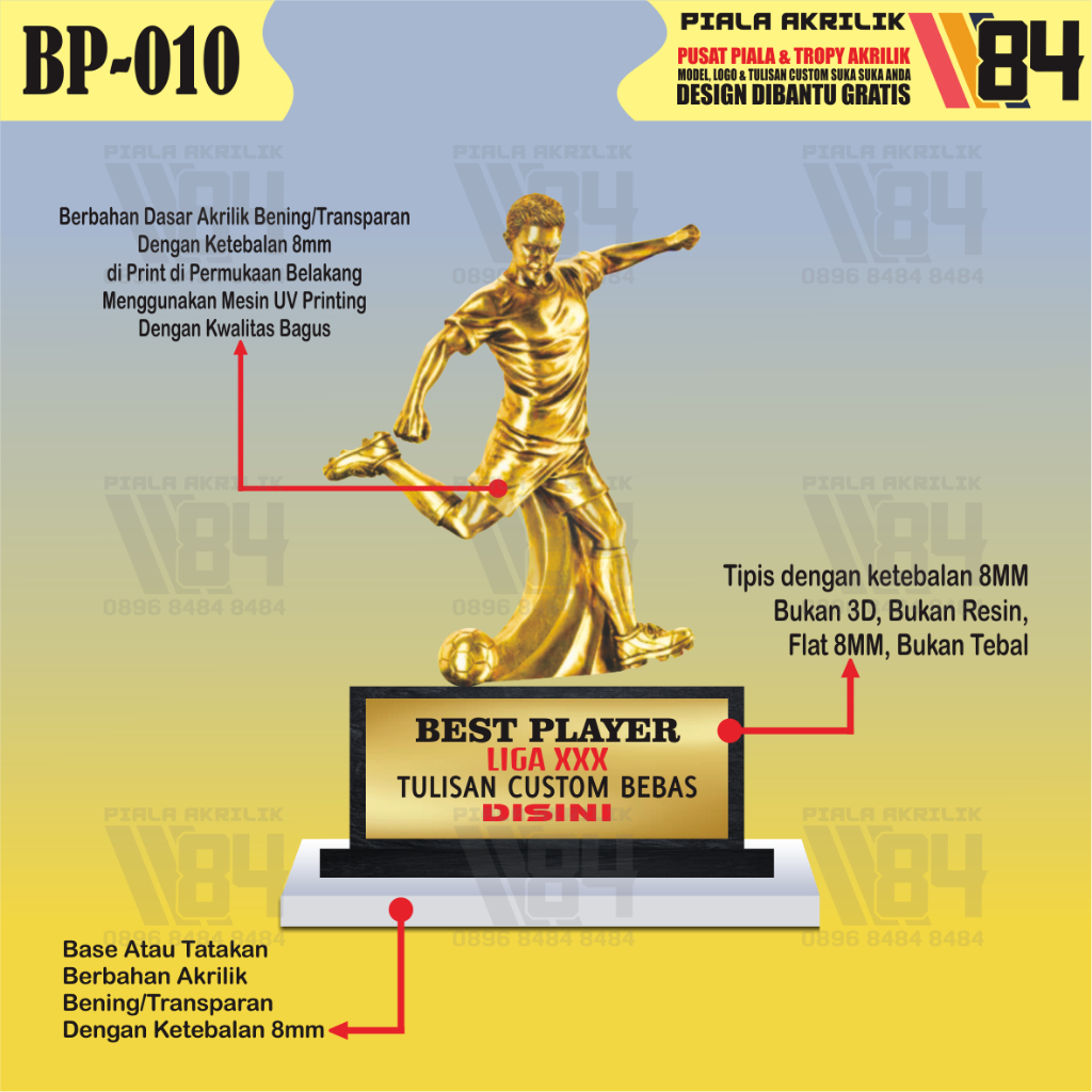 PIALA BEST PLAYER, PIALA PEMAIN TERBAIK, PIALA BOLA TROPHY BEST PLAYER, TROPHY PEMAIN TERBAIK, TROPH
