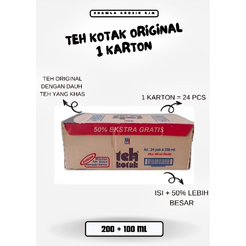 

KALSEL TEH KOTAK ORIGINAL EXTRA BESAR 50% 1 DUS 300 ML 24 PCS BERAT 7,2 KG