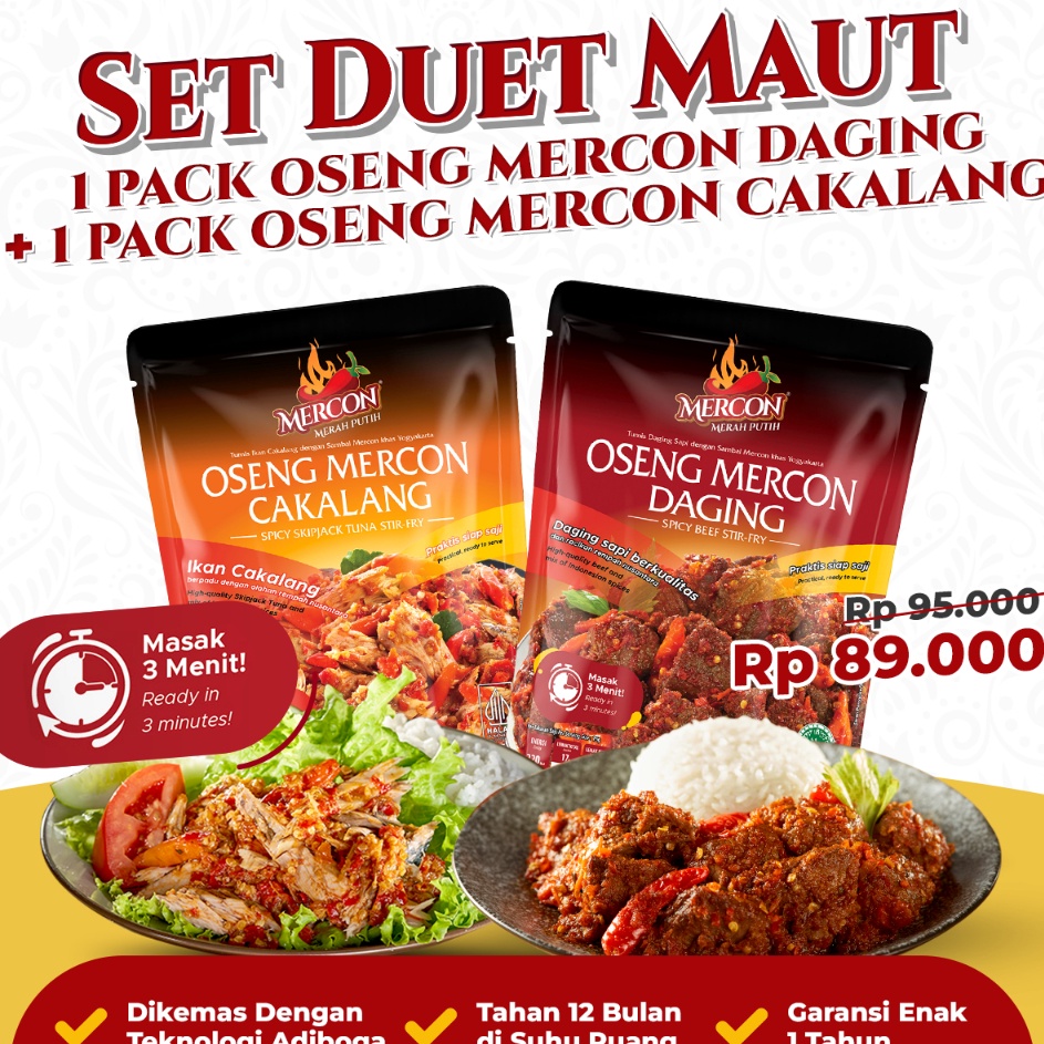 

PROMO SALE Mercon Merah Putih Set Duet Maut Oseng Mercon Daging Cakalang