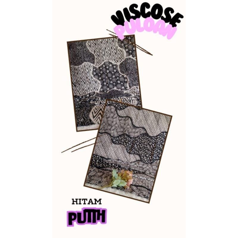 KAIN BATIK VISCOSE PULAUAN HITAM PUTIH MONOCROM KHAS CIREBON TRUSMI AMANAHBATIK