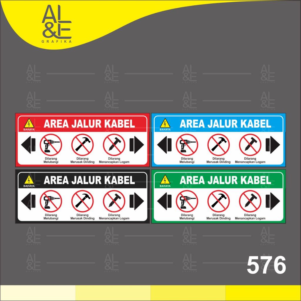 

576 - Stiker Area Jalur Kabel, Sticker Vinyl, Premium, Tahan Air