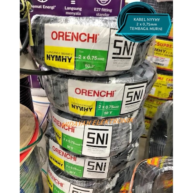 kabel listrik 2x2,5 SNI kabel tembaga murni serabut isi 2 harga 1 roll