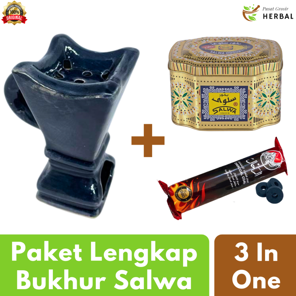 Paket Lengkap Bukhur Bakhoor Dupa Arab Satu Set Salwa Odour By Surrati Asli Original 100 Gr Free Tem