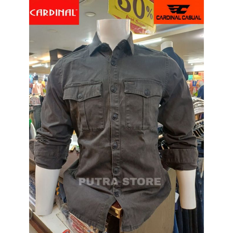 CARDINAL CASUAL KEMEJA JAKET ABU REGULER PRIA LENGAN PANJANG TERBARU