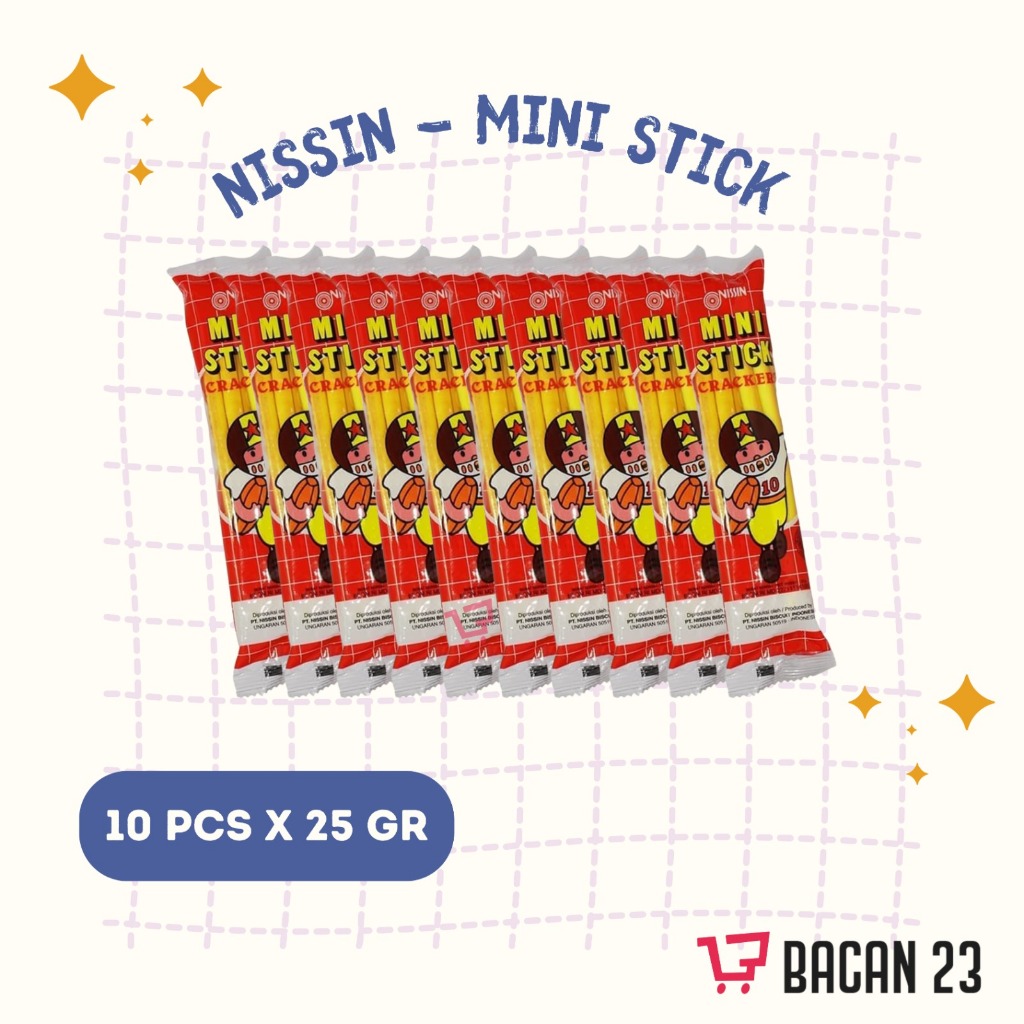 

Mini Stick Crackers Nissin ( 10 Pcs x 25 Gr ) / Krekers Stik - Mini Stik (Jajanan Masa Kecil)