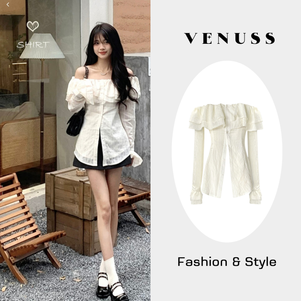 Long-sleeved White Sabrina Korean Style/Baju Sabrina Korea feminim style/Baju Import China