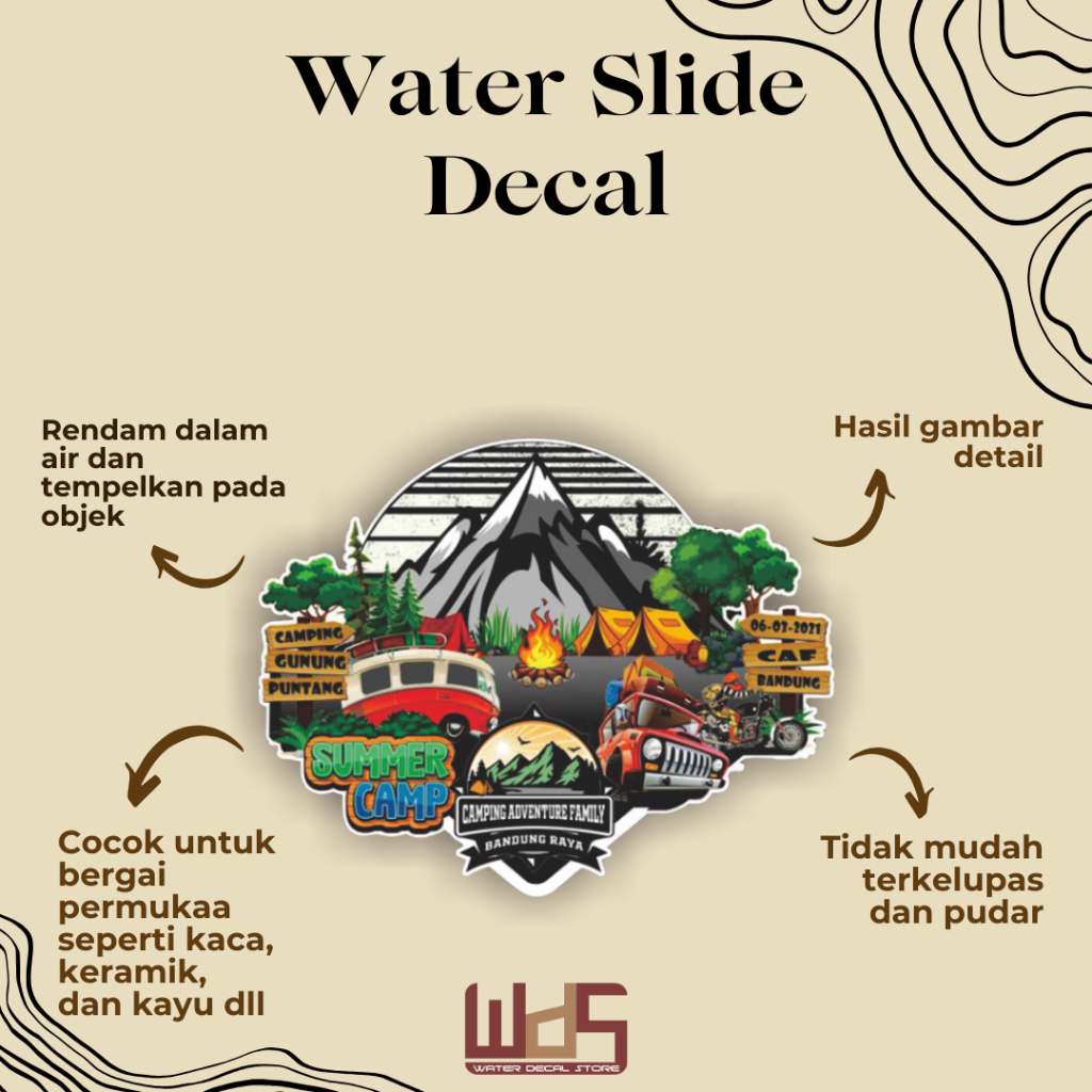 

WATER SLIDE DECAL CAMPING / DECAL AIR / STIKER AIR / MERCHANDISE