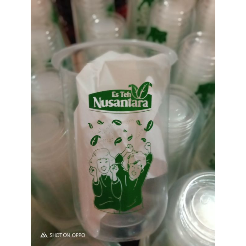 sablon gelas cup plastik 16oz 14oz 12oz oval custom logo minorder 1000pcs
