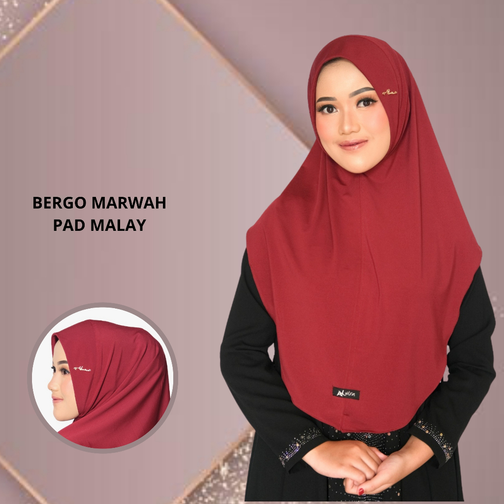 Alwira Hijab Bergo Marwah Hijab Instan Malay Jersey Super