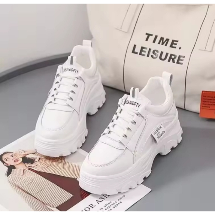 ERNAFA SHOP - Sepatu Sneaker Wanita Putih Platform Tinggi Korea Style sepatu putih wanita sepatu wan