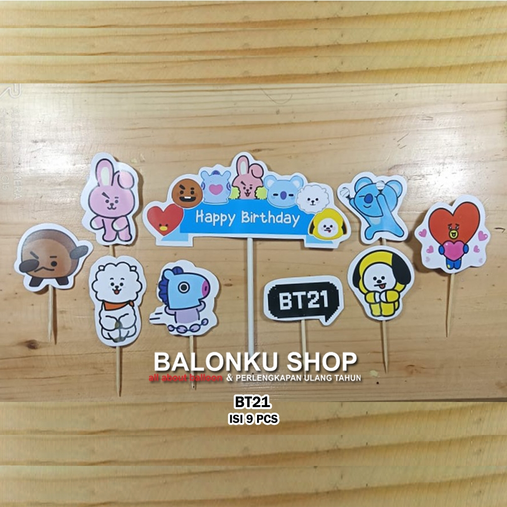 Cake Topper Happy Birthday / Cake Topper BT21 / Hiasan Kue BTS
