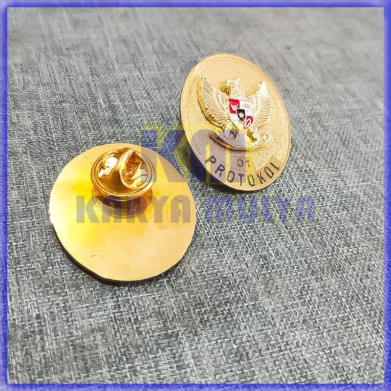 Pin Lencana Protokol Garuda Pin Bross Protokol Model Oval Pin Protokol Model Kuningan Cor - KM