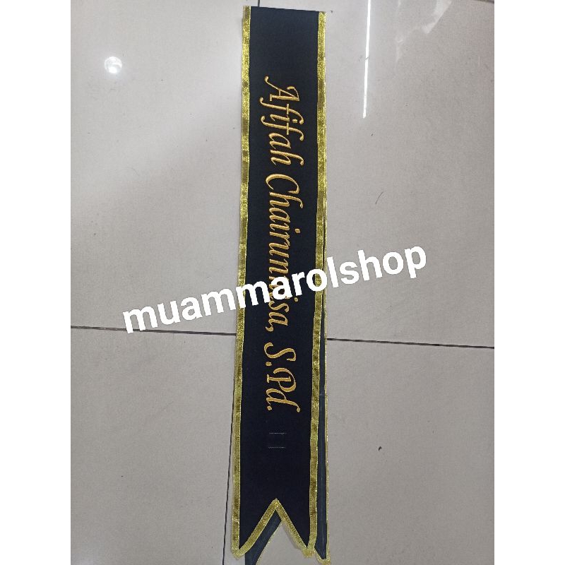 slempang wisuda, slempang souvenir, slempang cumlaude bordir
