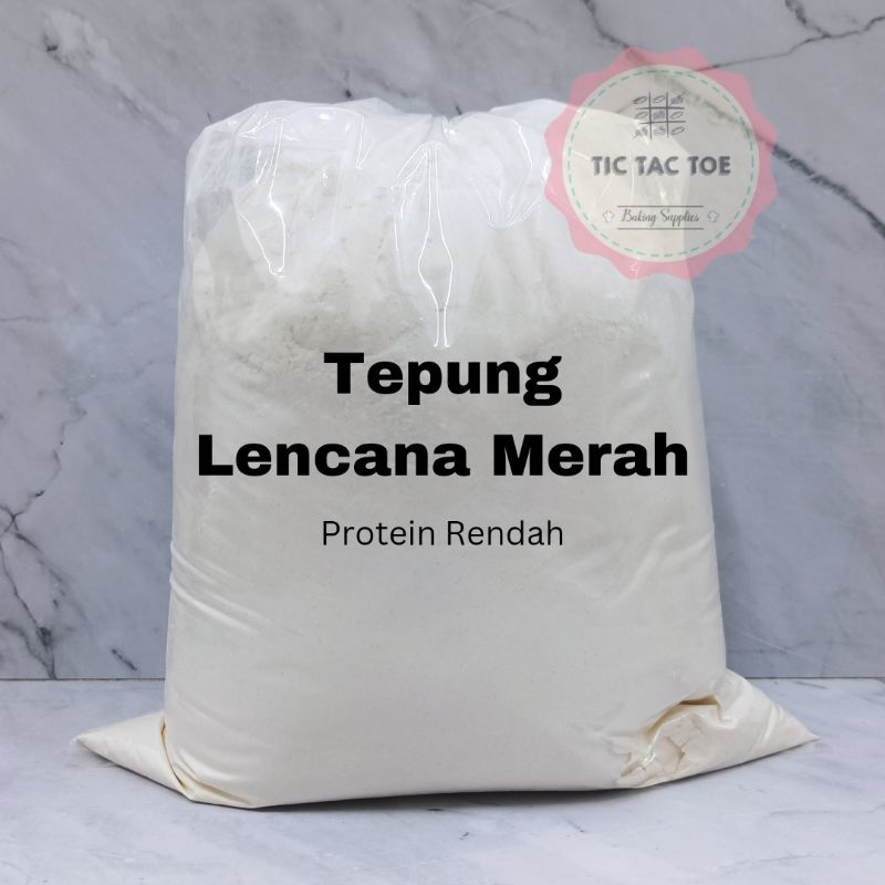 

TEPUNG LENCANA MERAH, tepung terigu, tepung lencana, lencana merah repack 1 kg, tepung terigu, tepung protein rendah