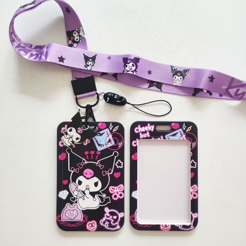 

ID Card Holder Name Tag Lanyard / Kalung Wadah Kartu Identitas Tapping E-money Kereta Sanrio Kuromi