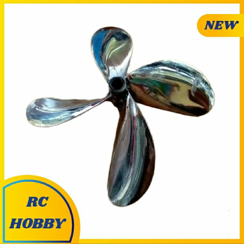 Propeller Rc Boat Stainless Daun 4 Ukuran 60mm 70mm 80mm Lubang Poros 4mm