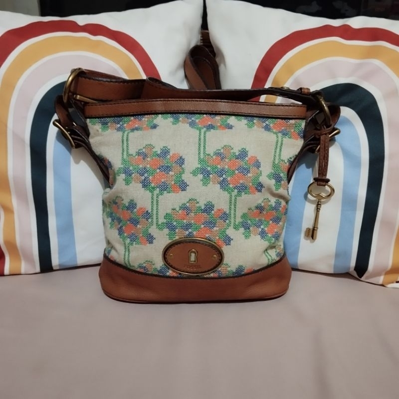 Tas fossil vri floral vintage