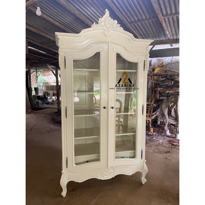 Lemari Hias Kaca Duco Putih Lemari Hias Modern