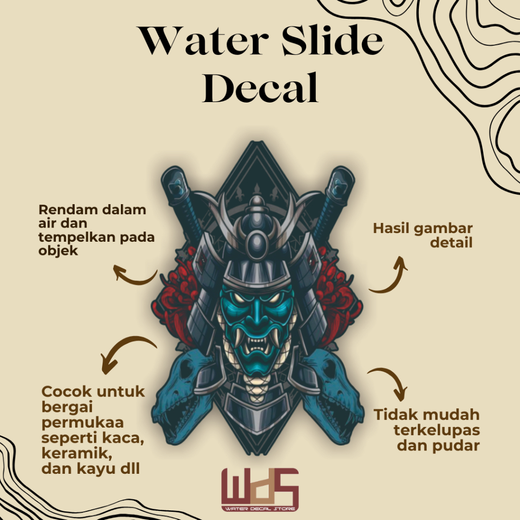 

WATER SLIDE DECAL SAMURAI JEPANG / DECAL AIR / STIKER AIR / MERCHANDISE