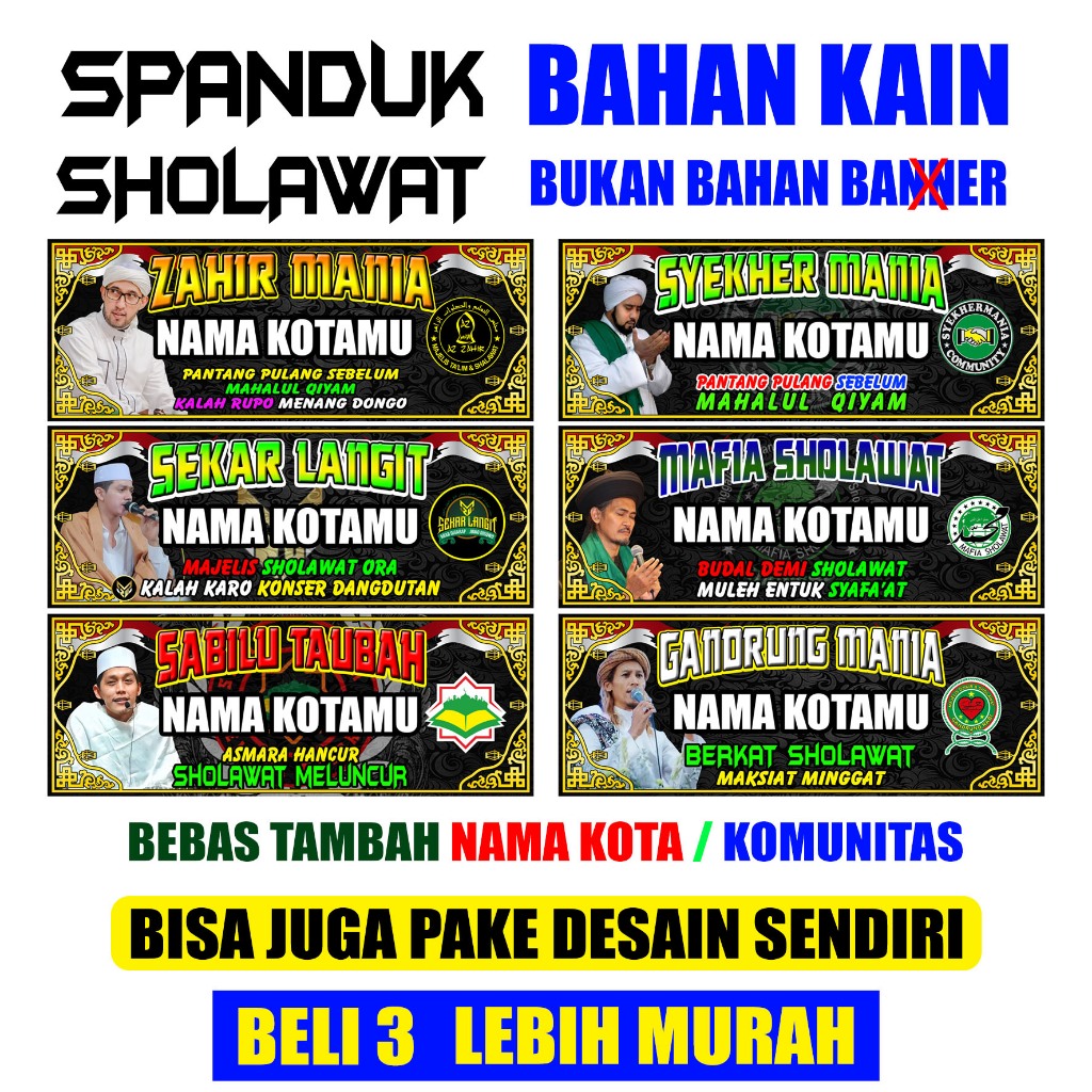 Spanduk Sholawat Custom Bahan Kain