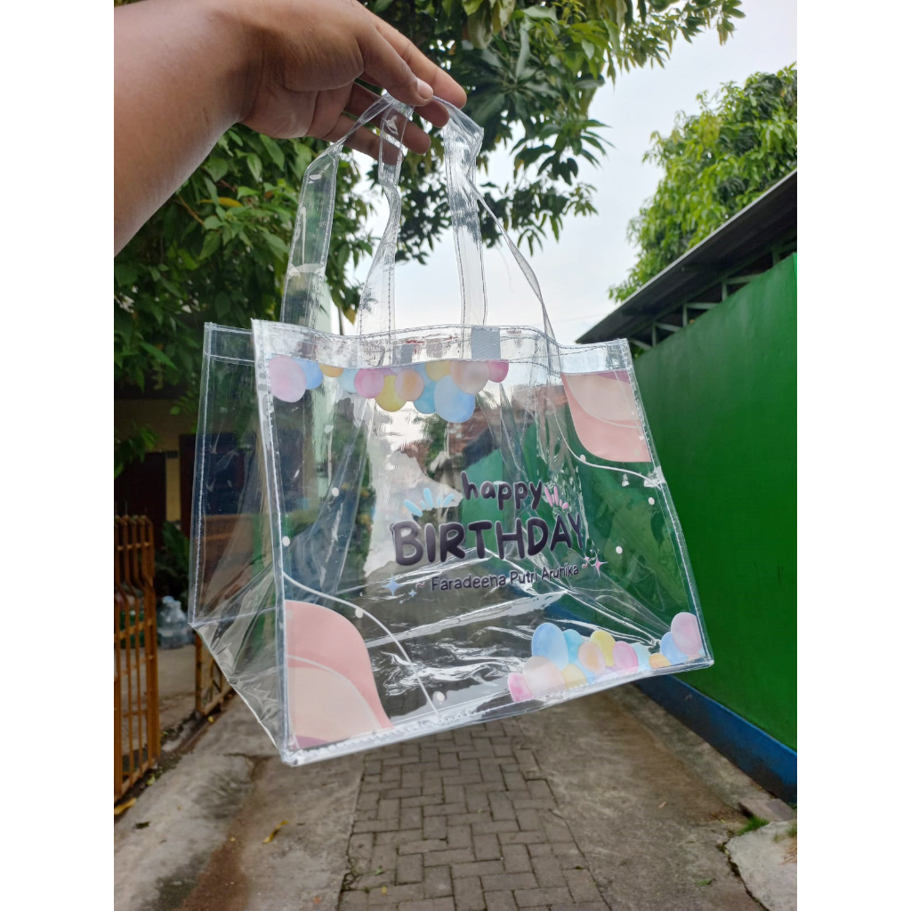 

25x20x20 Tas Mika Printing / Tas Mika Bening / Goodie Bag Ulang Tahun / Tas Ulang Tahun Anak / Plastik Snack Ulang Tahun / Tas Hampers Ulang Tahun Anak / Goody Bag Ultah Anak / Kantong Snack Ulang Tahun colorful warna warni Muat box Bento