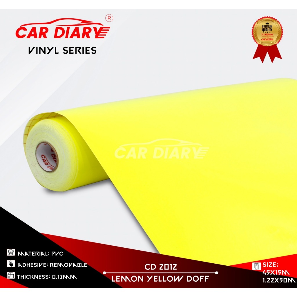 STIKER DEREK VINYL LEMON YELLOW DOFF / VINIL CAR DIARY / STICKER CUTTING MURAH UKURAN L 122 CM X P 5