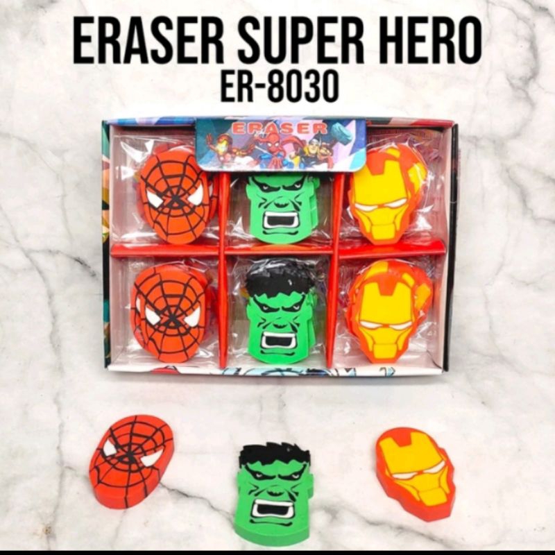 

Penghapus SPIDERMAN ER-8030 (1 pcs) / Penghapus karakter cowo (isi 6 pcs) / Penghapus pensil marvel, animal set 6 pcs / Setip spiderman, hulk, iron man, captain america, batman, superman, animal (isi 6 pcs)