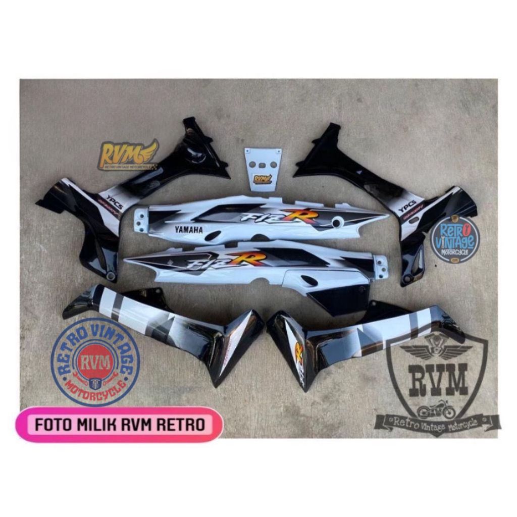 TERMURAH!!! Cover Body FullSet Halus Fiz R FizR putih hitam set Striping, Cover Body Yamaha Fiz R Fu