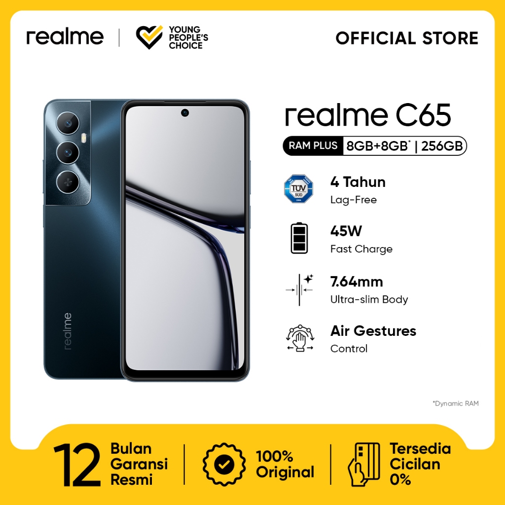 realme C65 8GB+8GB*|256GB (TUV SUD 4 Tahun Lag-free | 45W Fast Charge | 5000mAh Massive Battery | 7.64mm Ultra Slim )-6
